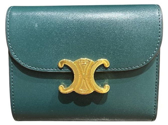 Céline Portafoglio compatto con patta Celine Triomphe Verde