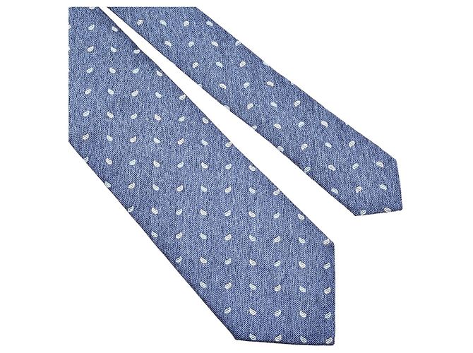 Autre Marque Luigi Borrelli Napoli Blue Paisley Silk Tie