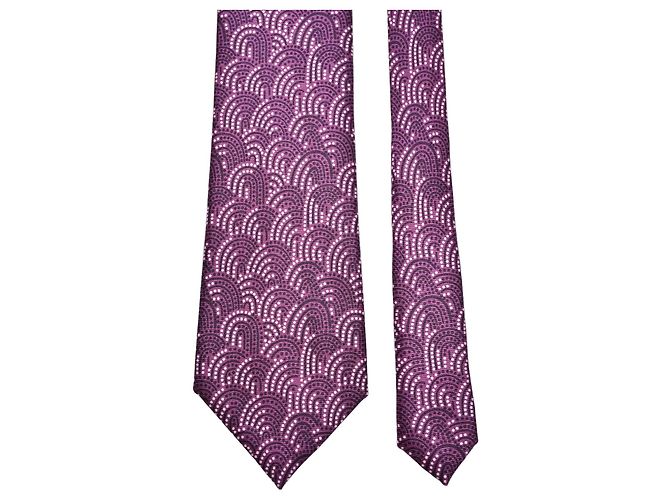 Tom Ford Gravata de seda roxa com padrão geométrico Roxo