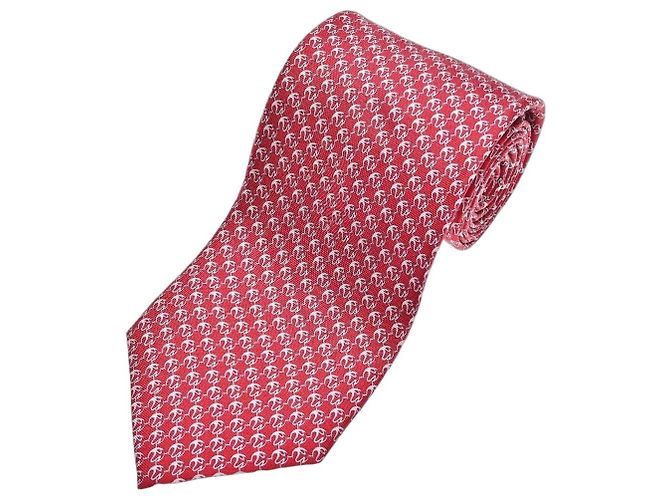 Chopard Red Silk Anchor Motif Tie