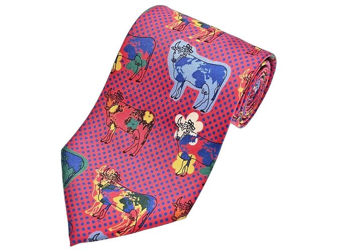 Moschino Silk Tie with Animal Print Dark red