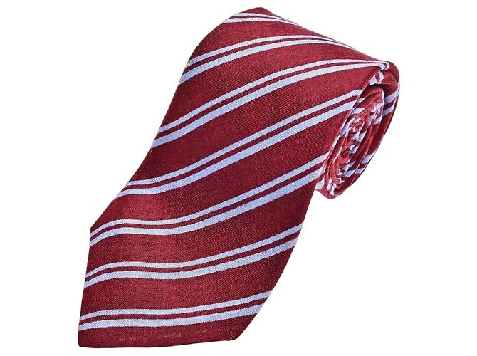 Kiton Cravatta in seta a righe Rosso Blu chiaro 