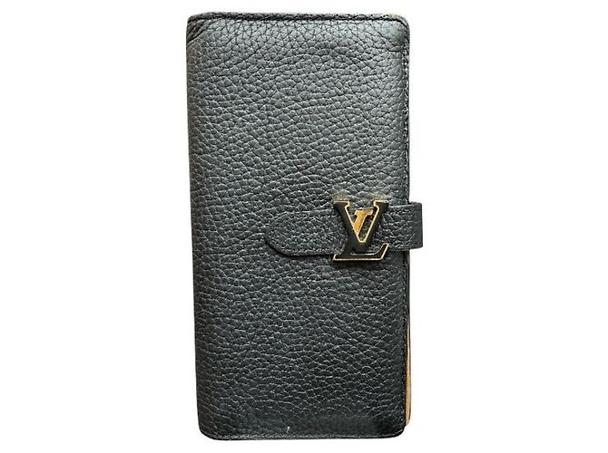 Louis Vuitton Taurillon LV Vertical Long Wallet Black