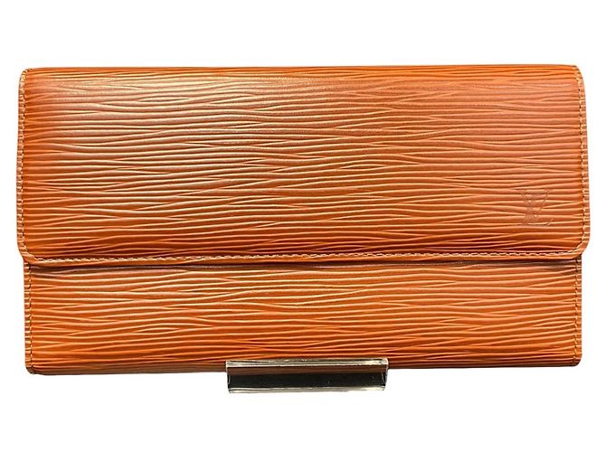 Cartera larga Louis Vuitton en cuero marrón Castaño