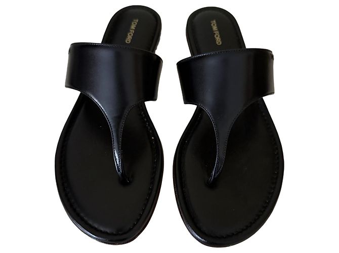 Tom Ford Leder-Sandalen mit Riemchen, Schwarz