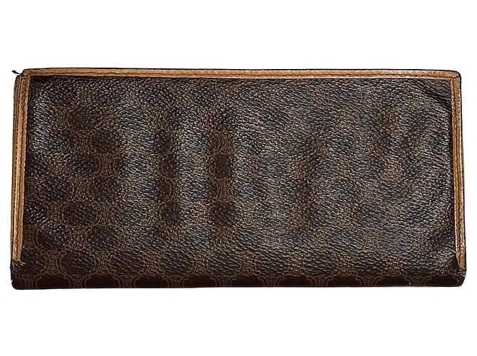 Céline Vintage Celine Embossed Wallet Brown Camel