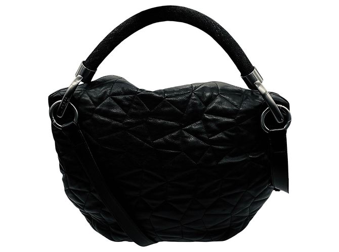 Bolsa de ombro hobo em couro acolchoado preto Akris