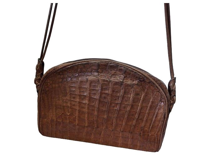 Chloé Bolsa de ombro em couro com textura de crocodilo marrom