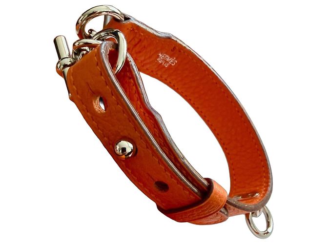 Colar para cão Hermès em couro laranja