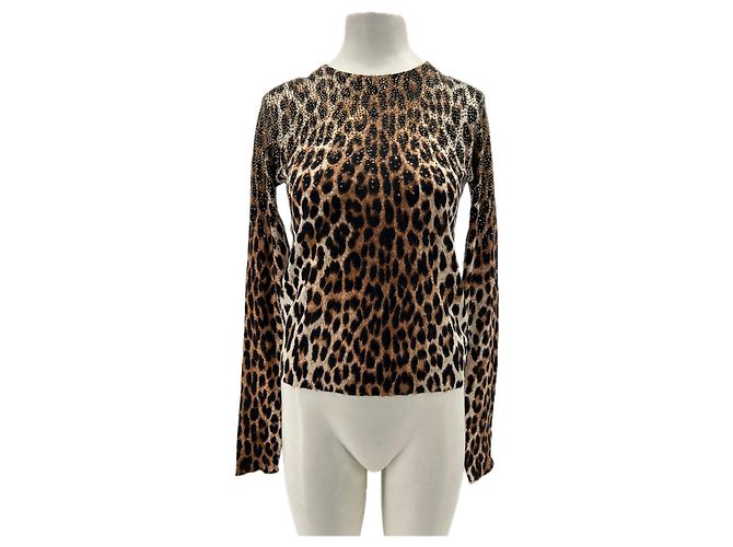 Zadig & Voltaire Pull léopard et strass Beige