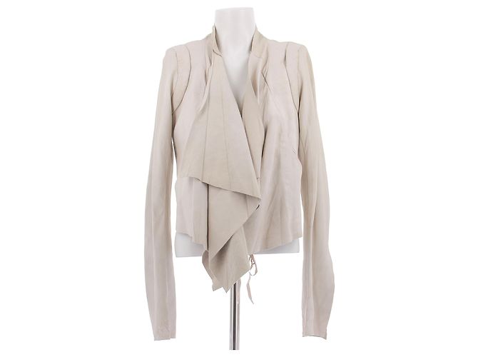 Giacca di pelle Rick Owens Bianca Bianco