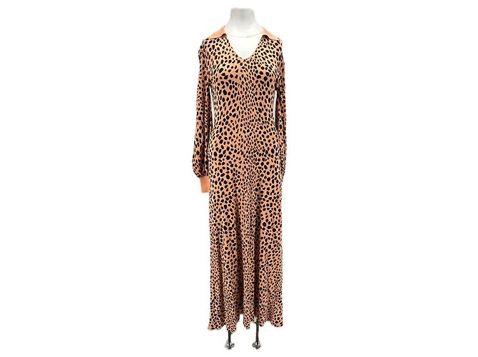 Autre Marque Vestido jaspeado de algodón beige RIXO