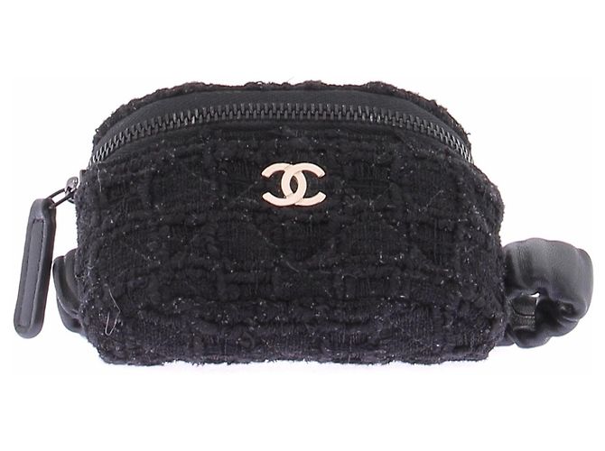 Chanel Porte monnaie en tweed Black