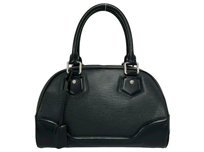 Borsa Louis Vuitton Bowling Montaigne PM in pelle Epi Nero