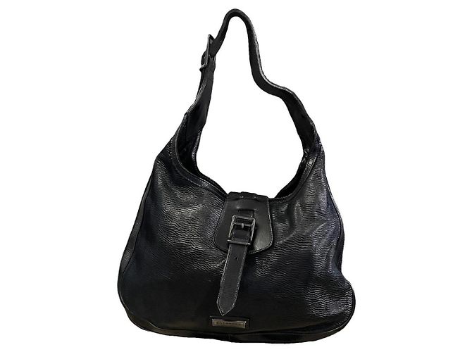 Borsa hobo Burberry in pelle nera Nero