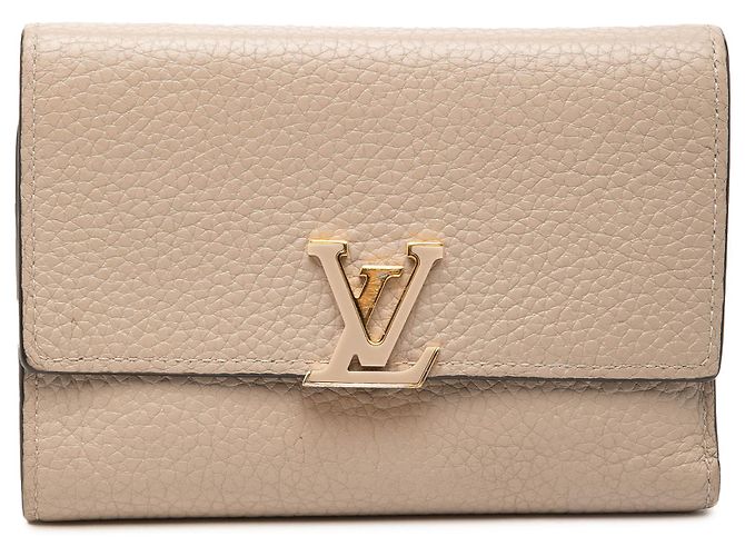 Louis Vuitton Beige Taurillon Capucines Compact Wallet