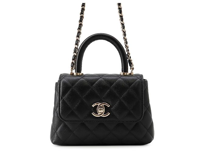 Coco Handle Borsa Chanel Black Extra Mini Quilted Caviar Coco Top Handle Nero