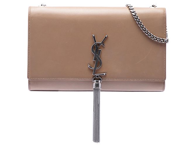 Saint Laurent Bolsa tiracolo Kate Classic Monogram em couro de vitelo liso marrom Medium Castanho claro