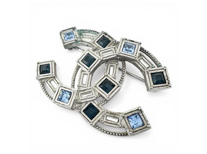 Timeless Spilla Chanel Coco Mark con strass Argento