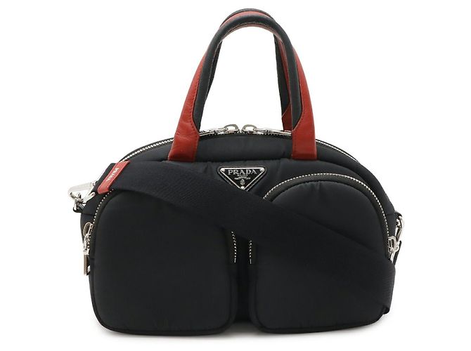 Borsa in nylon con logo Triangle Prada 2WAY Nero