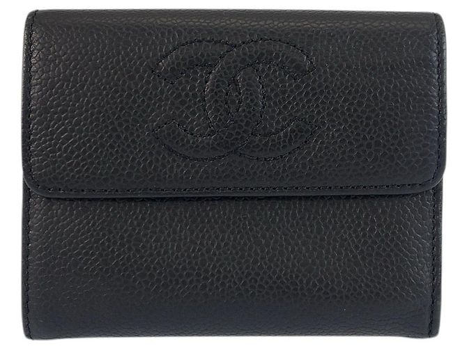 Chanel Black Leather Compact Wallet