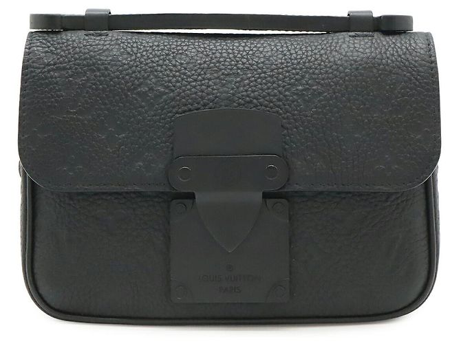 Borsa a tracolla Louis Vuitton Monogram Taurillon S Lock Nero