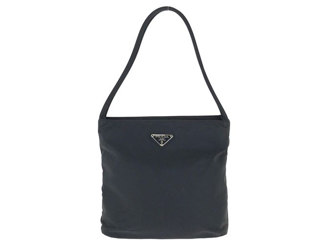 Prada Nylon Tessuto Triangle Logo Tote Bag Schwarz