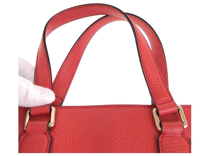 Bolso tote de cuero Gucci Bamboo con borla Roja