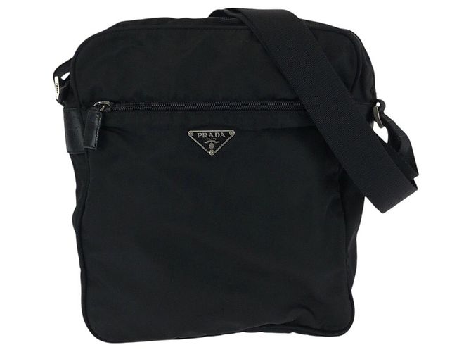Borsa a tracolla in nylon Tessuto con logo triangle Prada Nero