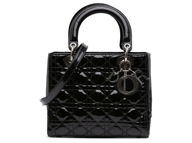 Dior Lady Dior Medium Vernice Nero Argento