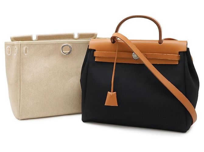 Hermès Borsa 2WAY Hermes Herbag PM Nero Beige 