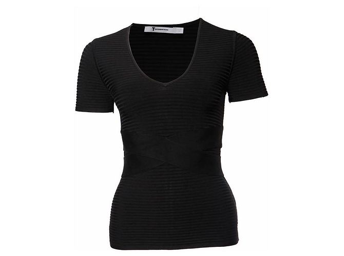 T by Alexander Wang, top elástico negro con tiras cruzadas