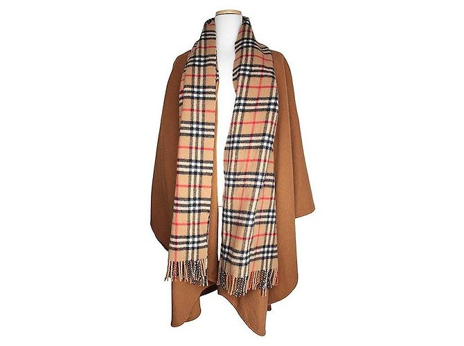 Burberry Check Cashmere Cape Long Coat (Big Oversize) Brown