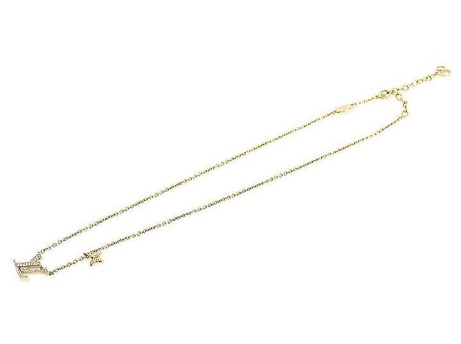 Louis Vuitton Colar Icônico em Ouro e Cristal Dourado
