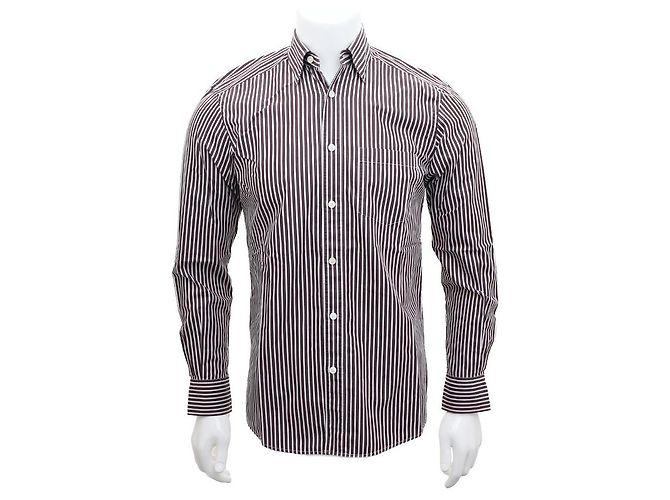 Ermenegildo Zegna Camicia a righe marroni Marrone