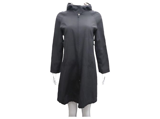 Burberry Chaqueta larga con capucha de nylon Negro