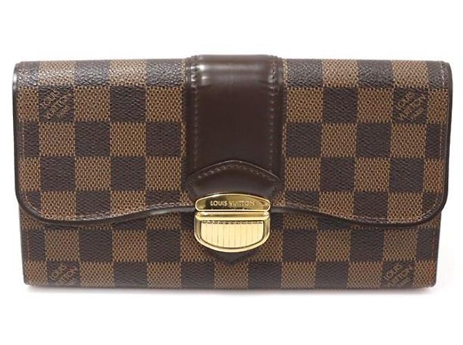 Louis Vuitton Cecilia Wallet in Damier Ebene Canvas Brown