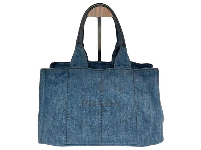 Prada Tote Bag in Denim Canapa Blu