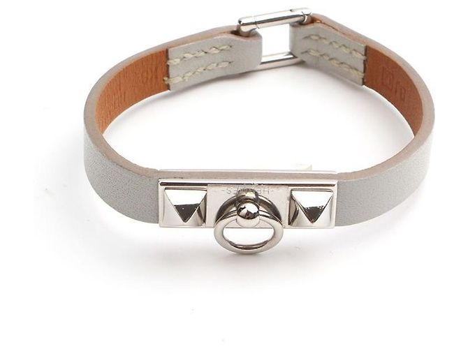 Hermès Pulseira Micro Rival Silver Stamp Marrom