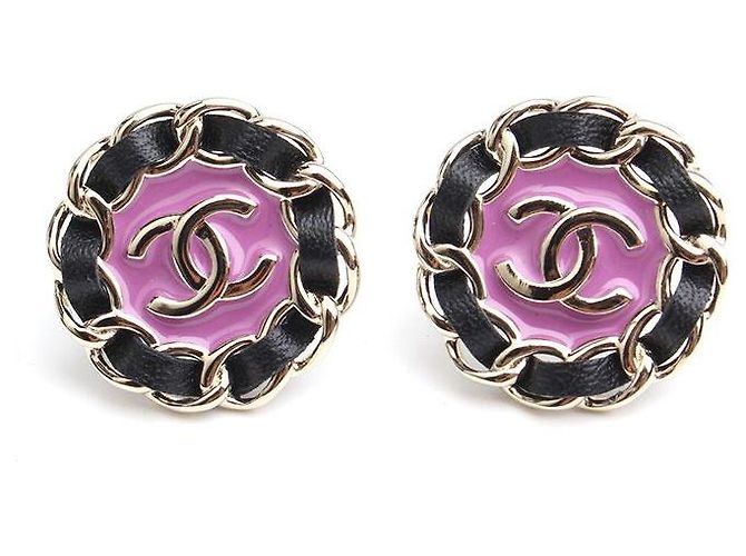 Chanel Orecchini a catena viola e argento Multicolore 