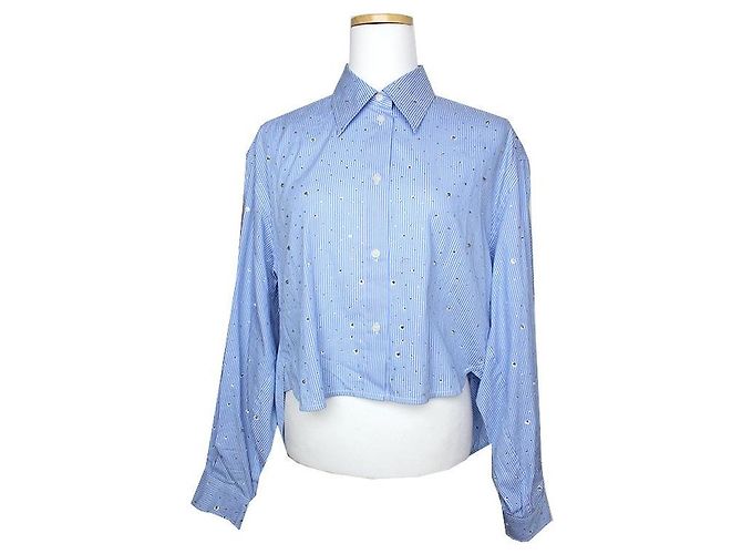 Sandro Camicia a righe blu e strass 