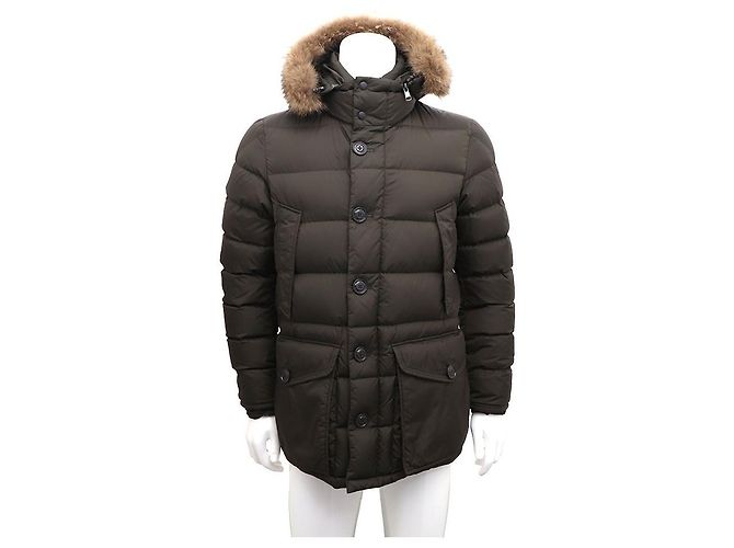 Moncler Jaqueta acolchoada masculina em cáqui Marrom