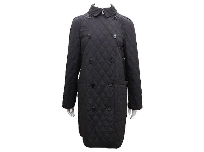 Burberry Lange gesteppte Jacke mit Diamantmuster Schwarz
