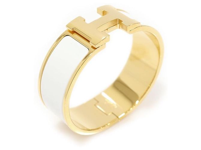 Hermès Pulsera Blanc Enamel Click PM para mujer Blanco
