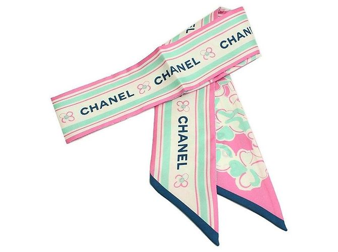 Chanel Sciarpa sottile Camellia rosa Bianco 