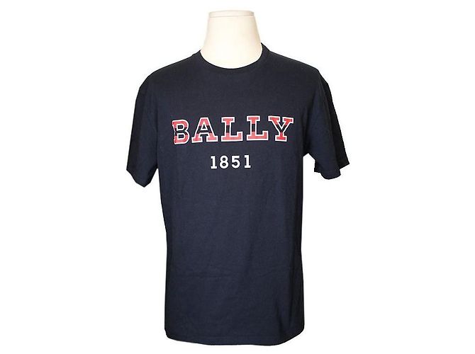 Bally Camiseta de algodón para hombre con logo Navy Azul