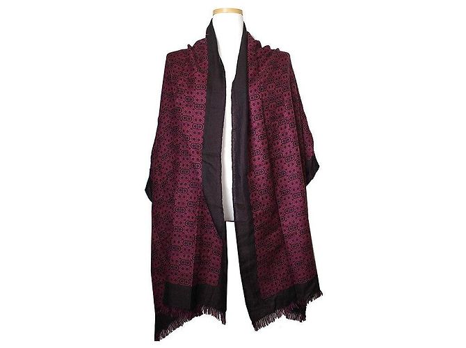 Hermès Echarpe de seda e lã fúcsia Rosa
