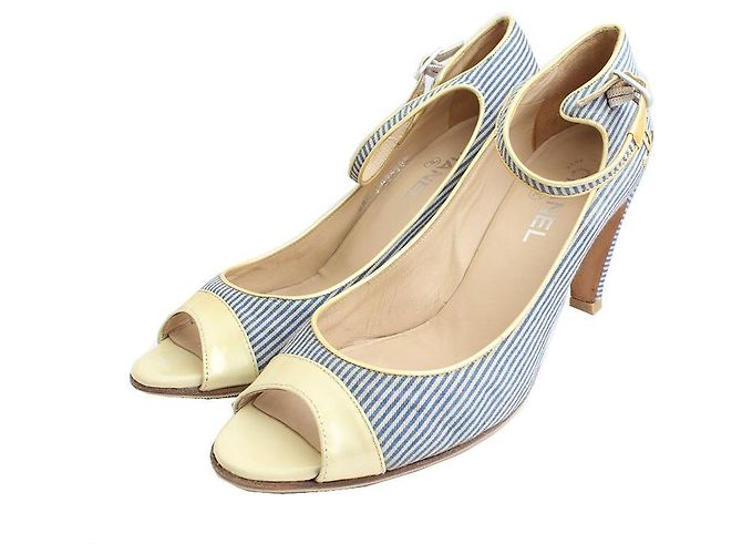 Chanel Striped Ankle Strap Shoes Multiple colors