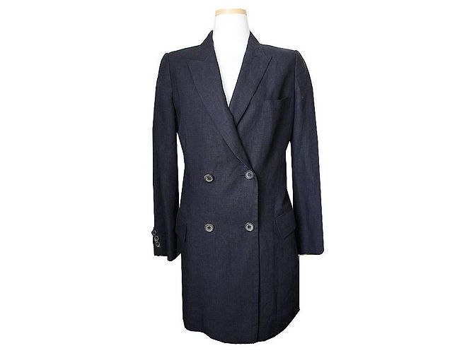 Jil Sander Dark Navy Linen Jacket Short Pants Two Piece Blue