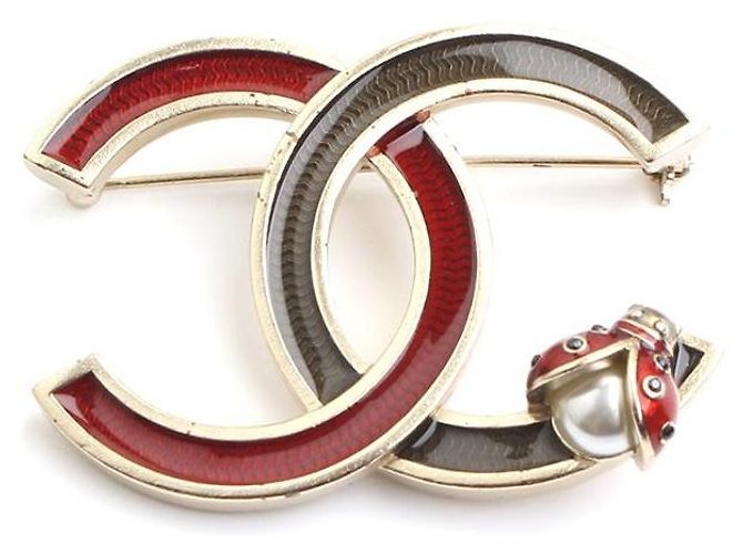 Chanel Spilla Ladybug con logo CC Multicolore 
